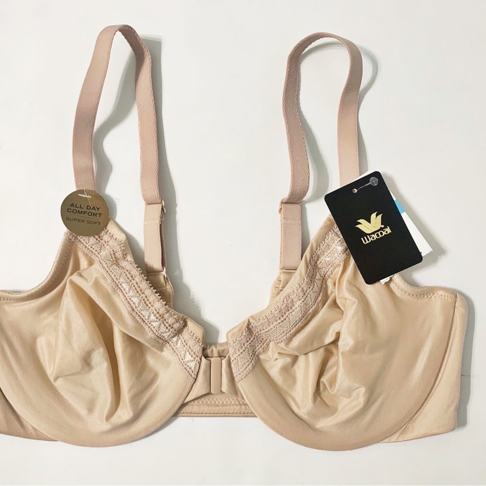 Wacoal Perfect Primer Front Close Underwire Bra Sand 34C Full Figure Lace